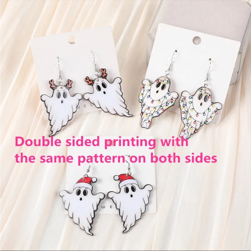 Ghost with Christmas Lights ~ Earrings ~ Brand New! - Picture 8 of 9